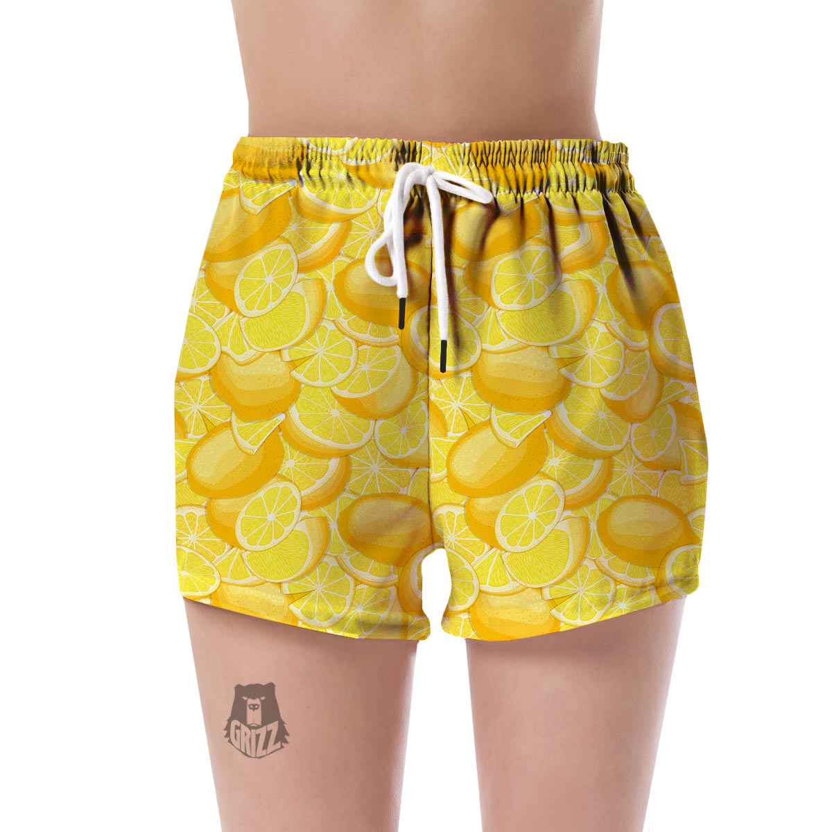 Slice Lemon Pattern Print Women's Shorts-grizzshop