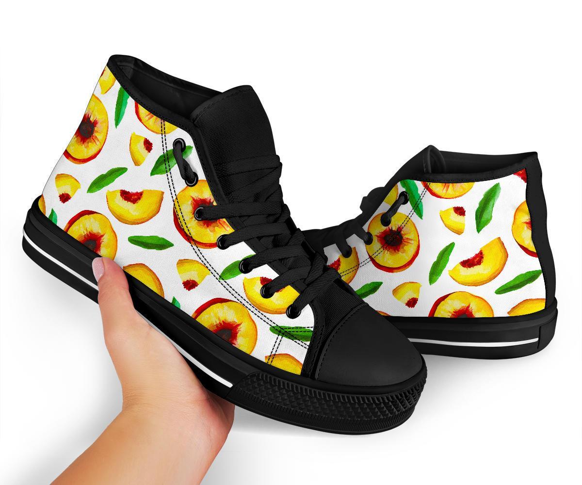 Slice Peach Pattern Print Men Women's High Top Shoes-grizzshop
