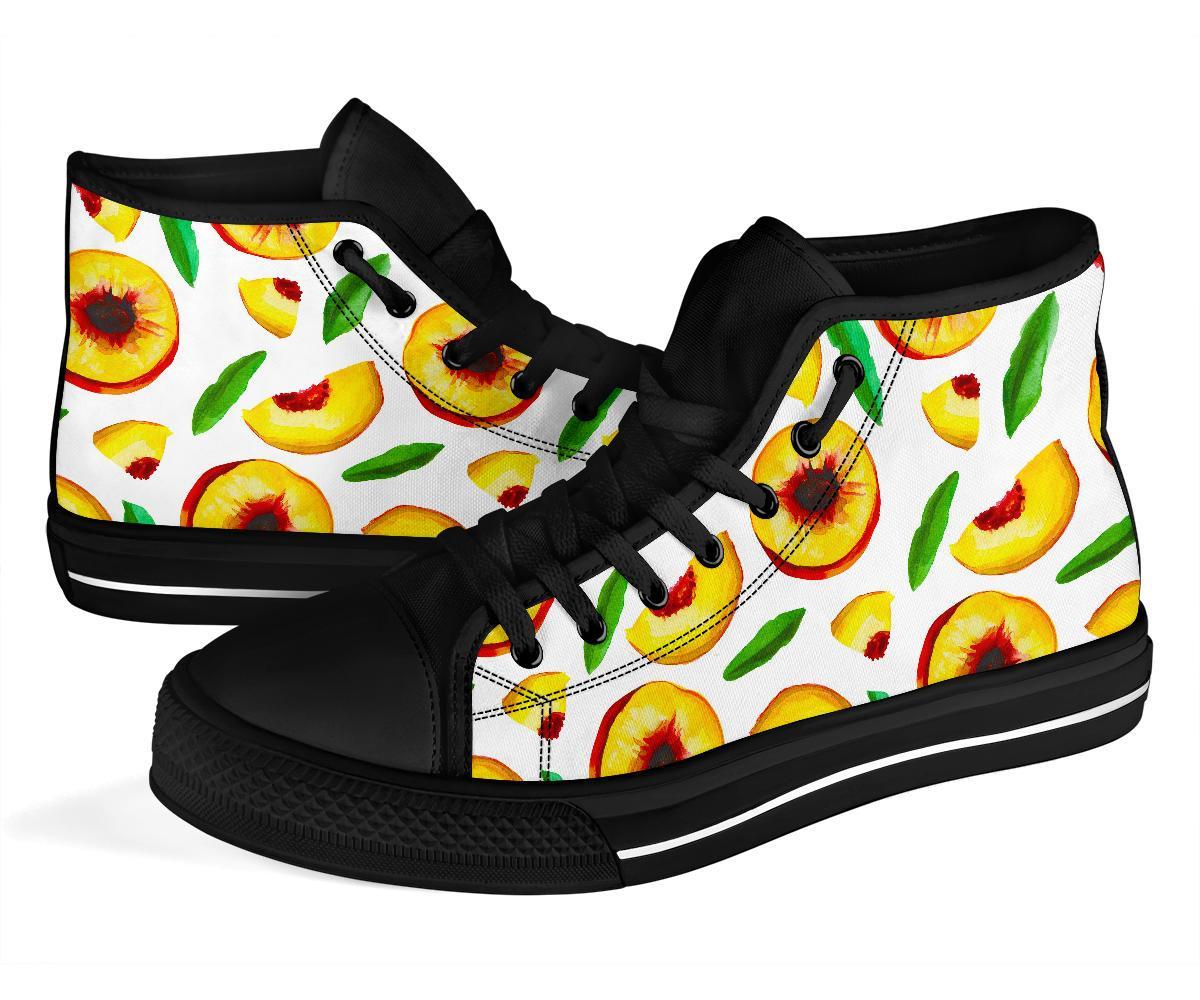 Slice Peach Pattern Print Men Women's High Top Shoes-grizzshop
