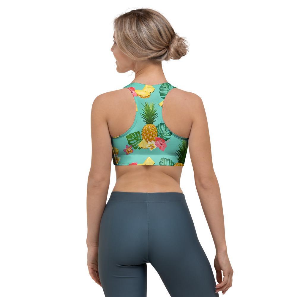 Slice Tropical Pineapple Print Sports Bra-grizzshop