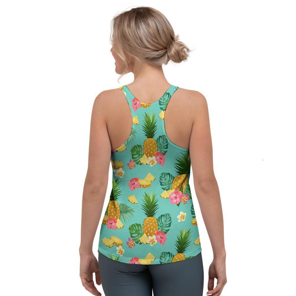 Slice Tropical Pineapple Print Women's Racerback Tank Top-grizzshop
