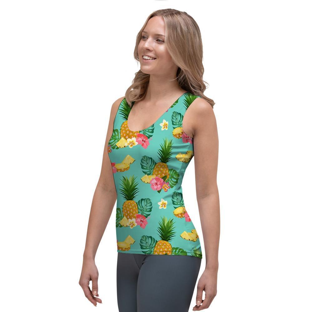 Slice Tropical Pineapple Print Women's Tank Top-grizzshop