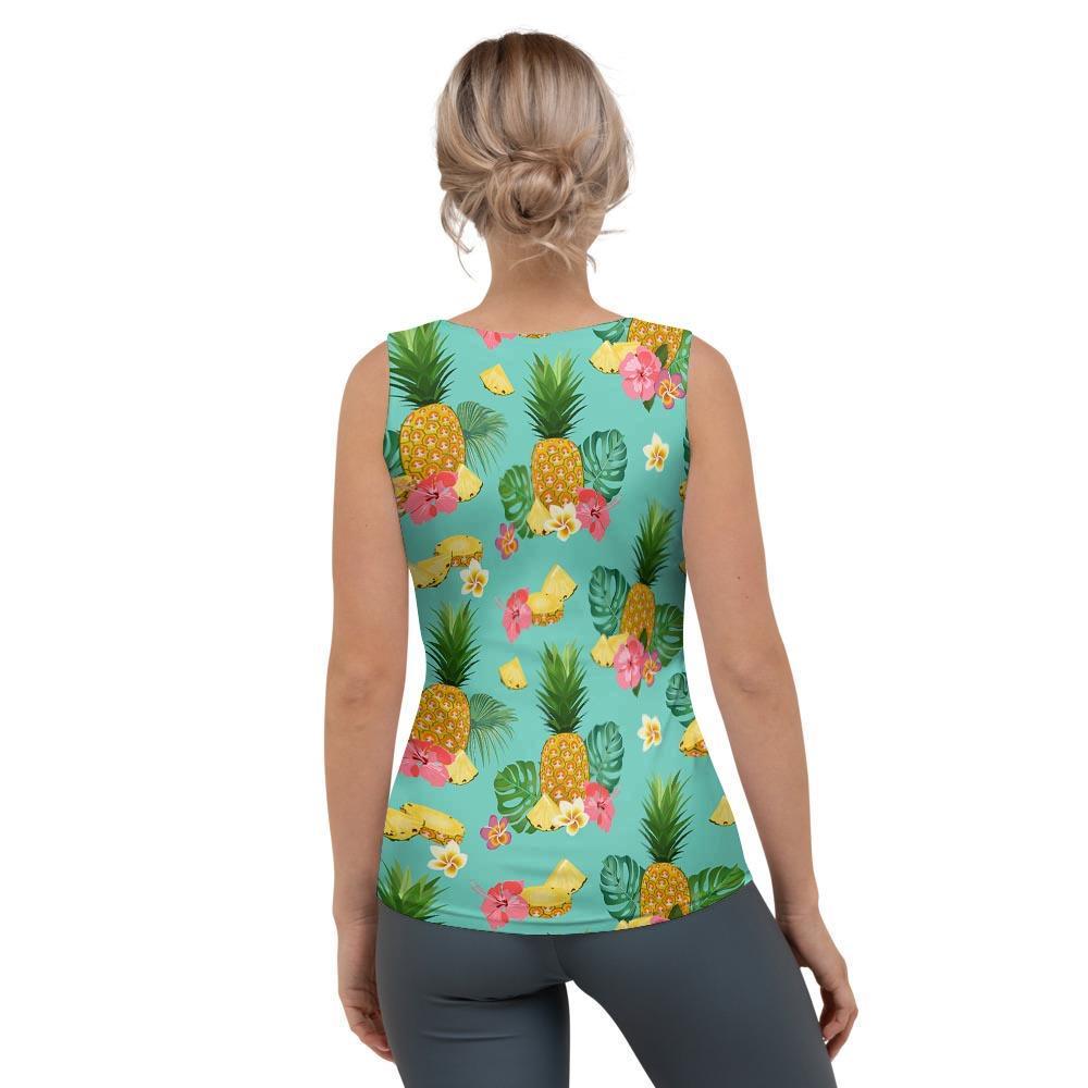 Slice Tropical Pineapple Print Women's Tank Top-grizzshop