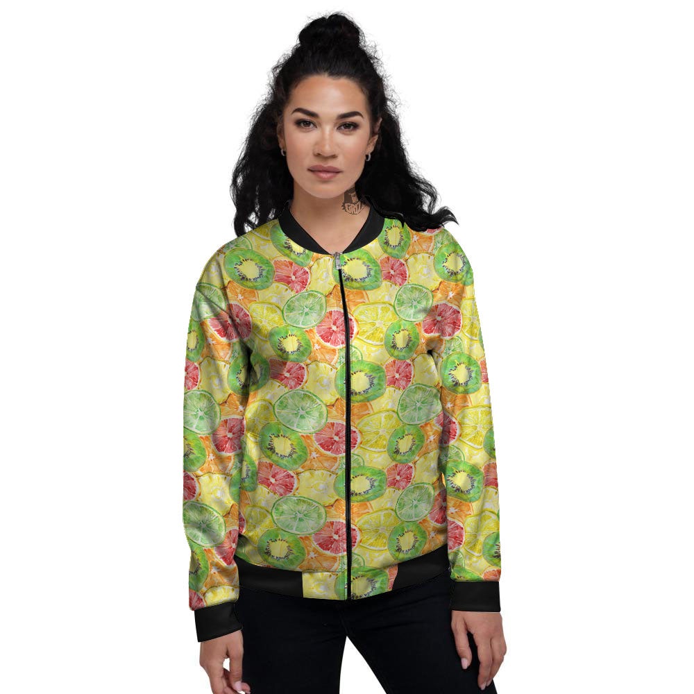 Slices Fruit Orange Print Pattern Women's Bomber Jacket-grizzshop