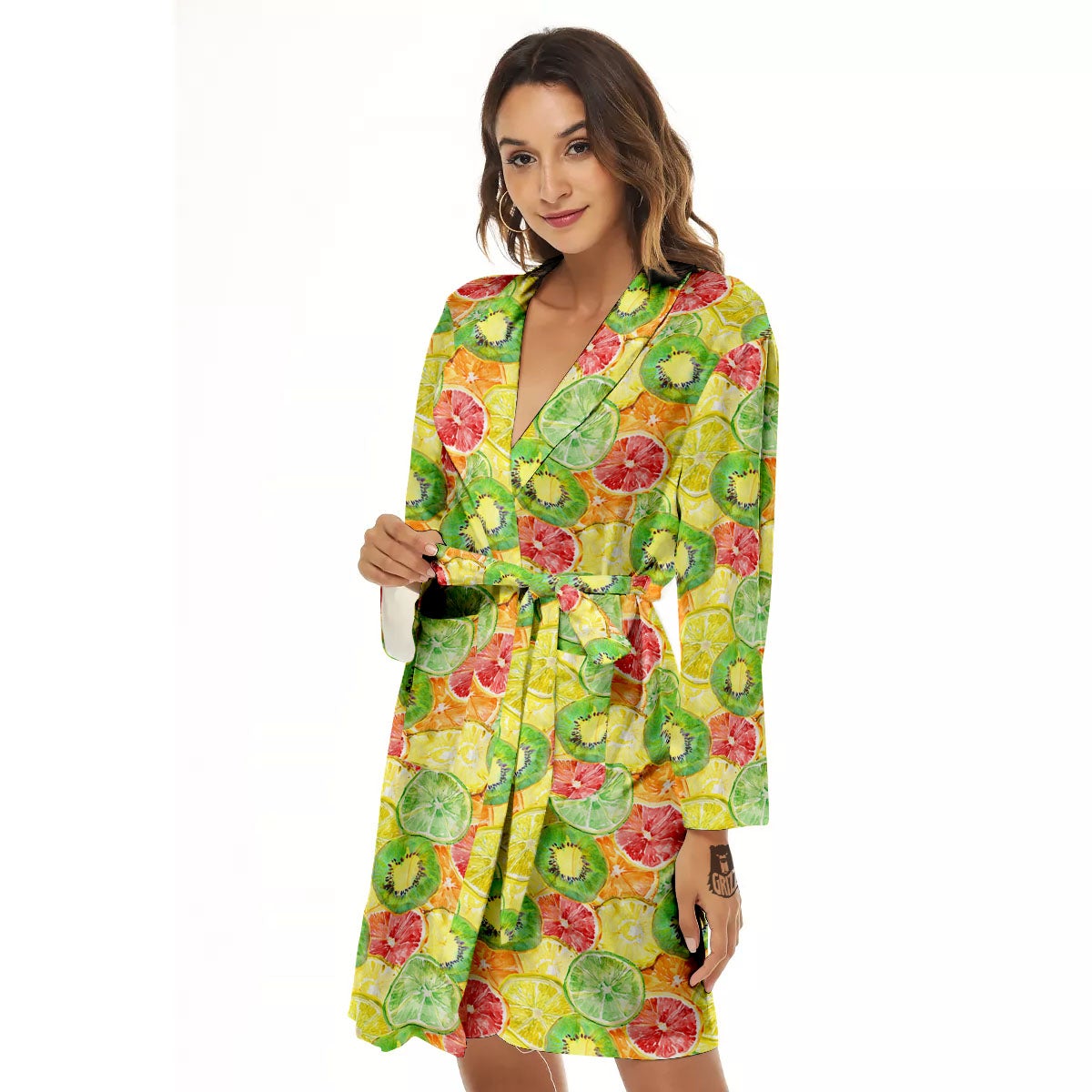 Slices Fruit Orange Print Pattern Women's Robe-grizzshop