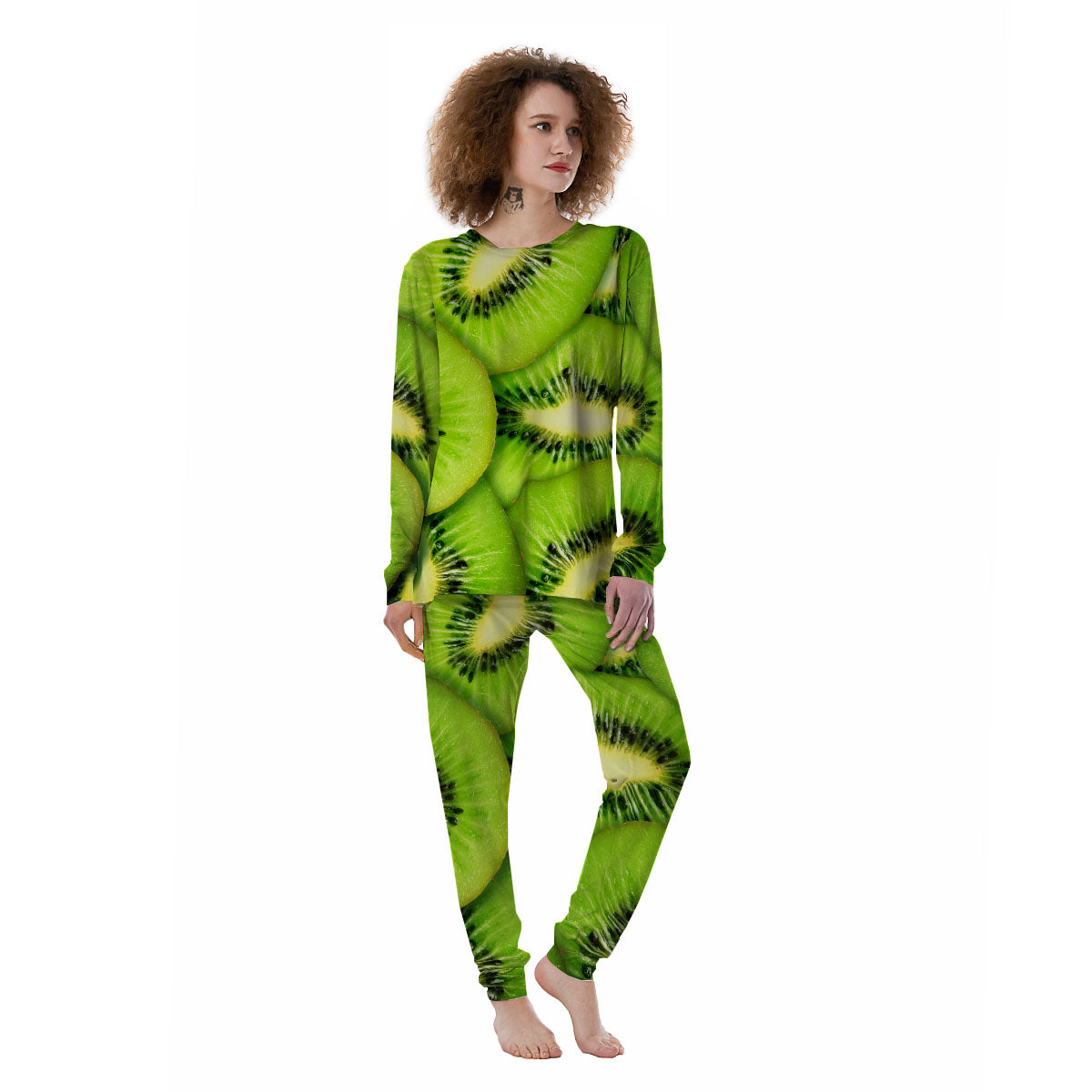 Slices Kiwi Print Women's Pajamas-grizzshop