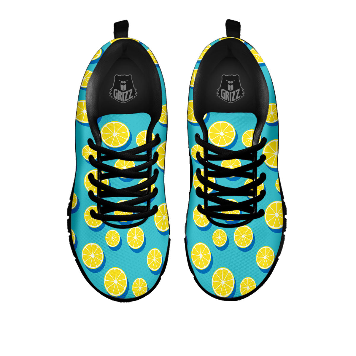 Slices Lemon Print Pattern Black Sneaker-grizzshop