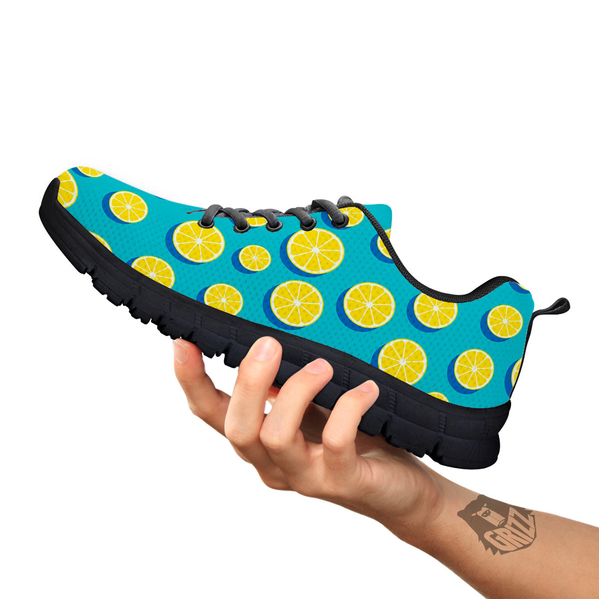 Slices Lemon Print Pattern Black Sneaker-grizzshop