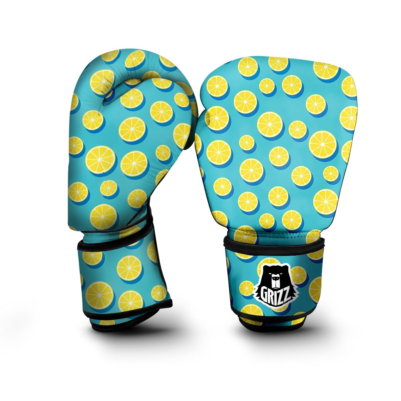 Slices Lemon Print Pattern Boxing Gloves-grizzshop