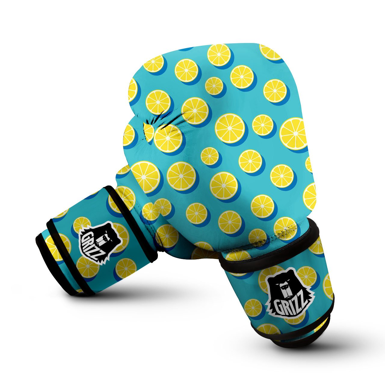 Slices Lemon Print Pattern Boxing Gloves-grizzshop