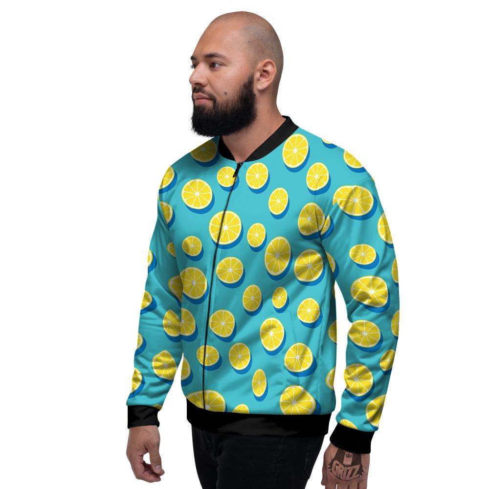Slices Lemon Print Pattern Men's Bomber Jacket-grizzshop