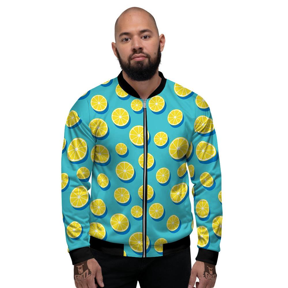 Slices Lemon Print Pattern Men's Bomber Jacket-grizzshop