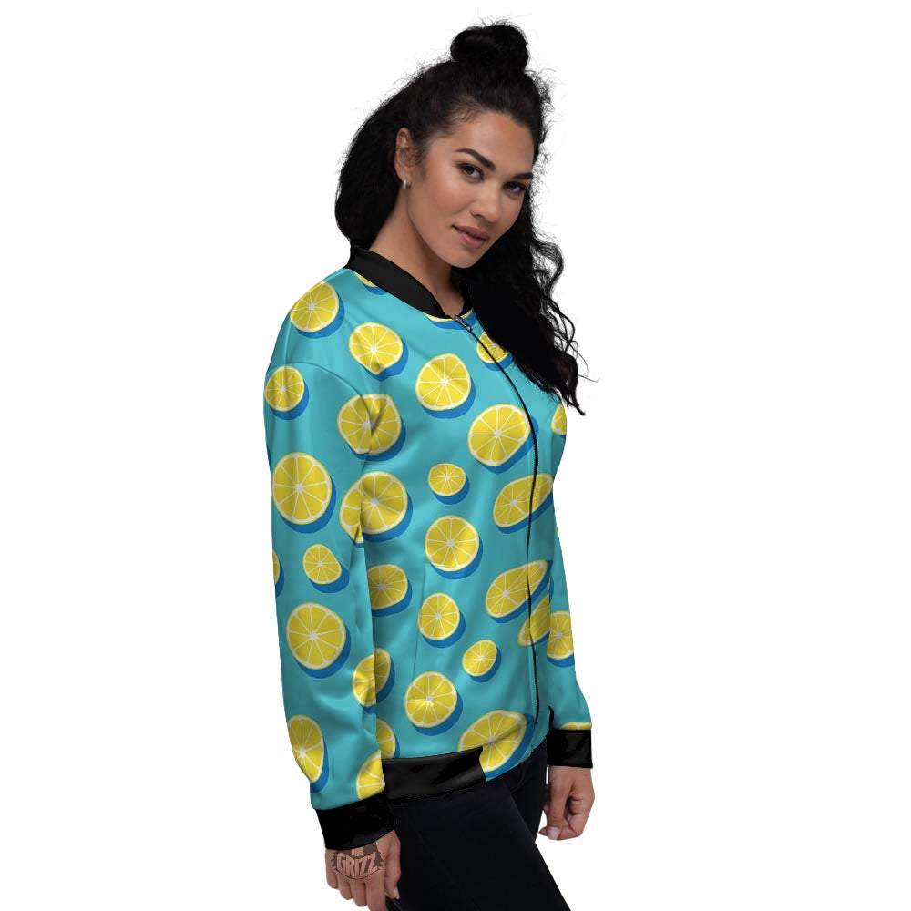Slices Lemon Print Pattern Women's Bomber Jacket-grizzshop