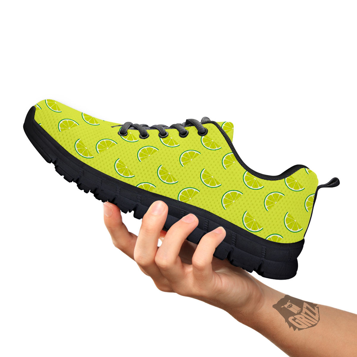Slices Lime Green Print Pattern Black Sneaker-grizzshop