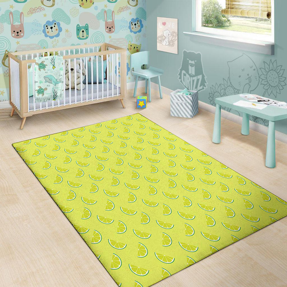 Slices Lime Green Print Pattern Floor Mat-grizzshop