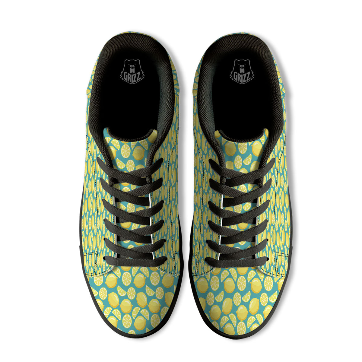 Slices Lime Print Pattern Black Low Top Sneakers-grizzshop