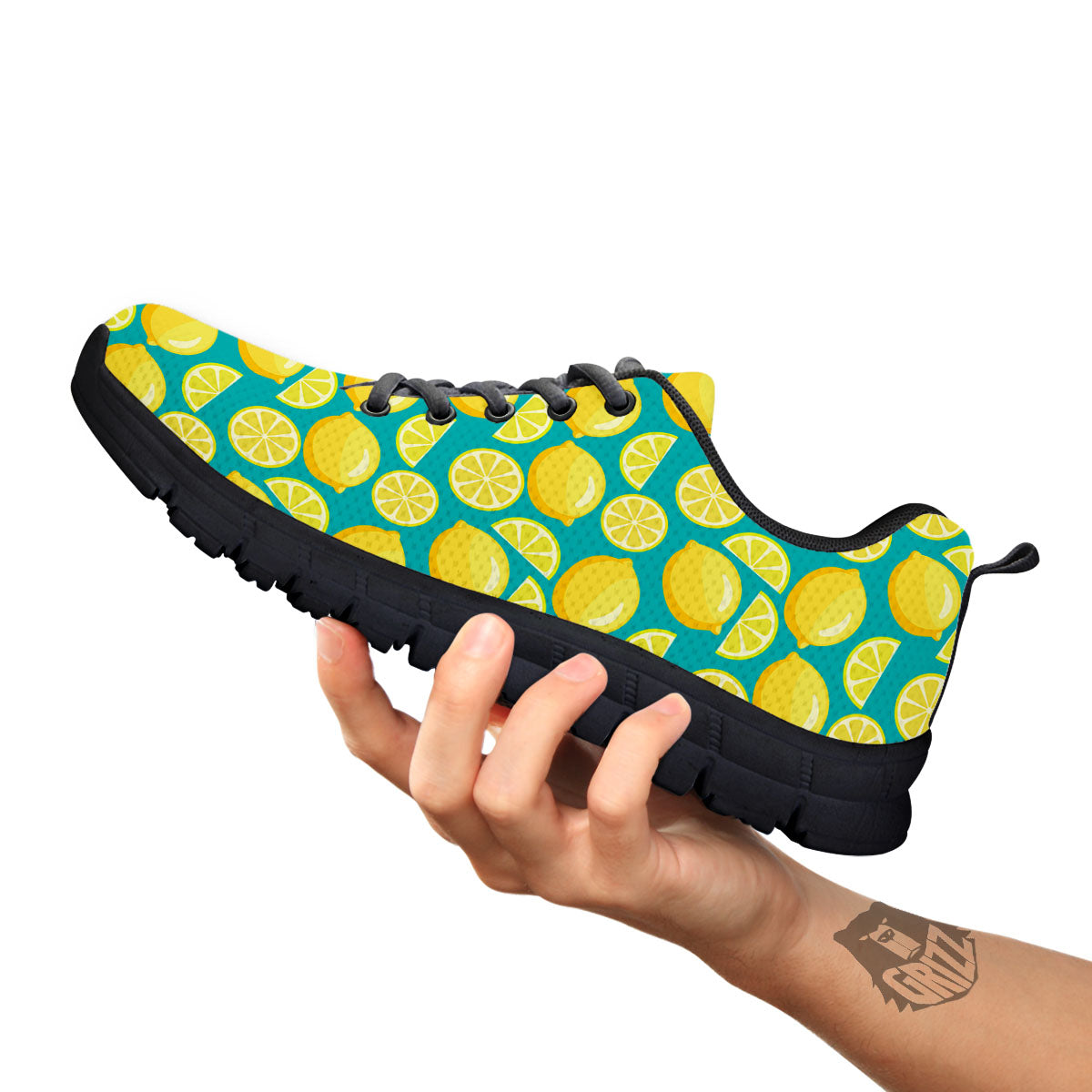 Slices Lime Print Pattern Black Sneaker-grizzshop