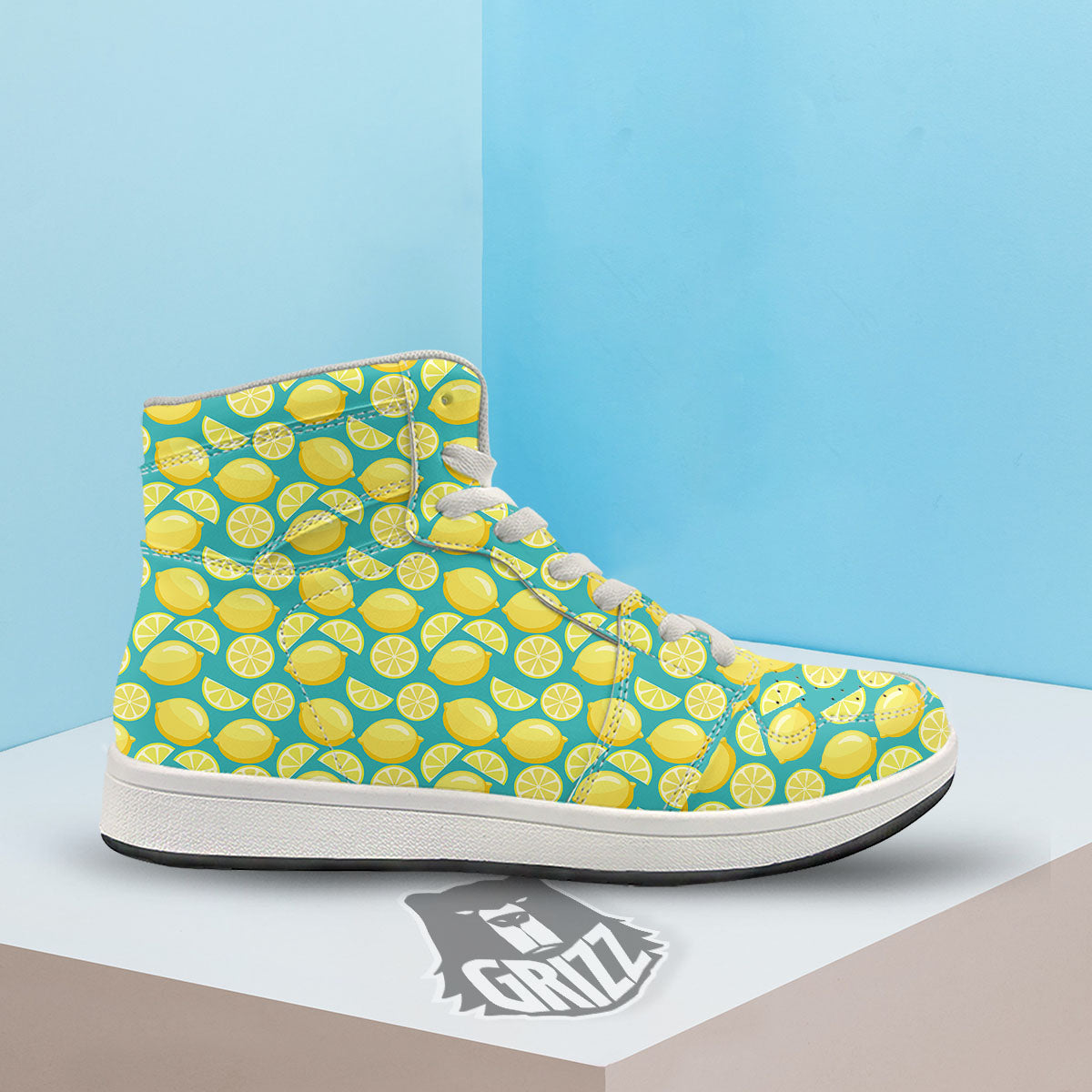 Slices Lime Print Pattern High Top Sneakers-grizzshop