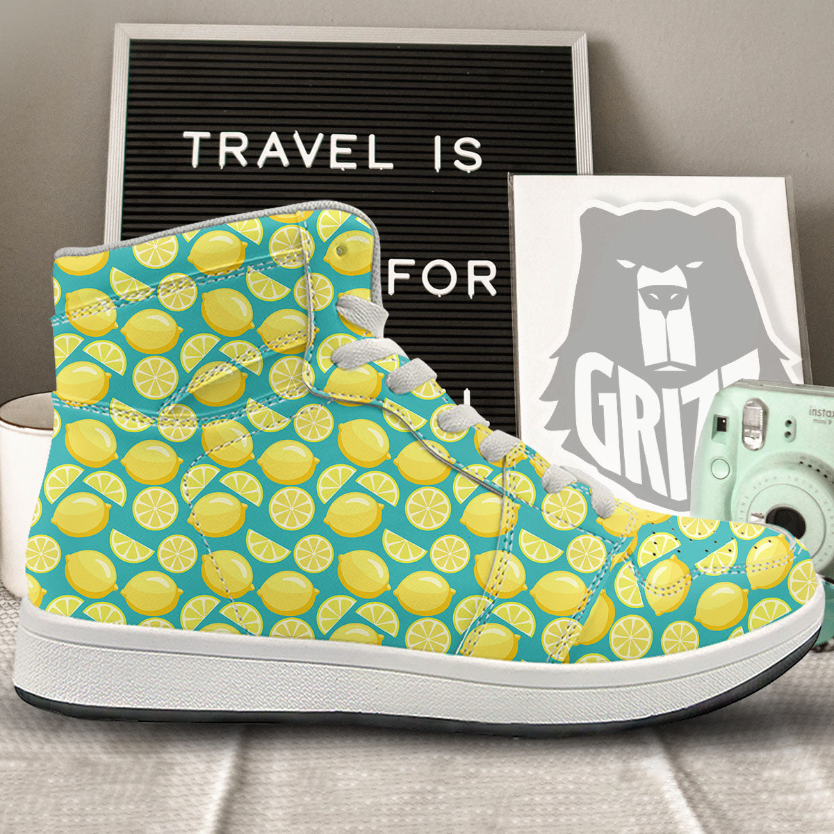 Slices Lime Print Pattern High Top Sneakers-grizzshop