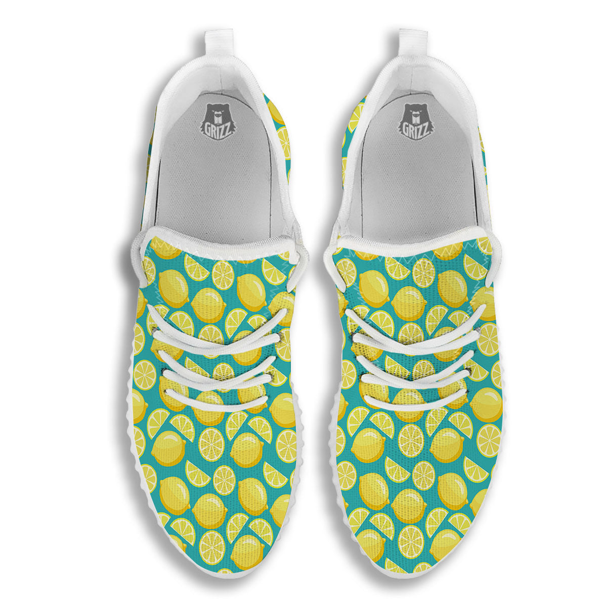 Slices Lime Print Pattern White Walking Shoes-grizzshop