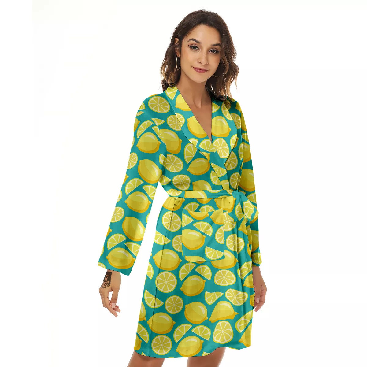 Slices Lime Print Pattern Women's Robe-grizzshop