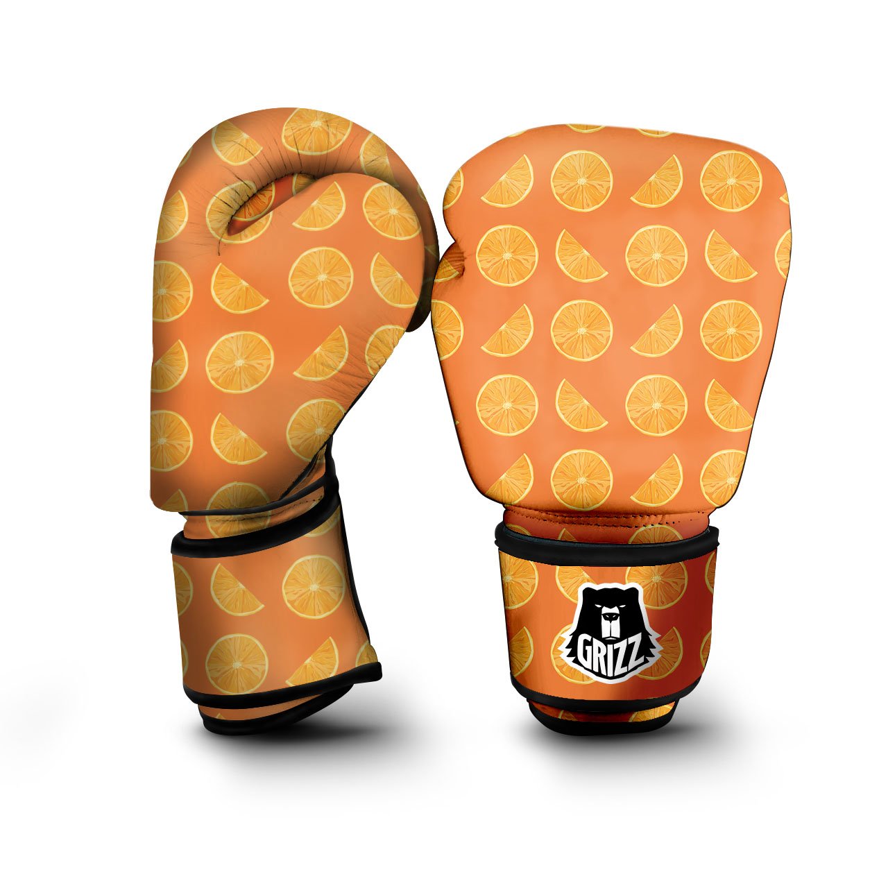 Slices Orange Print Pattern Boxing Gloves-grizzshop