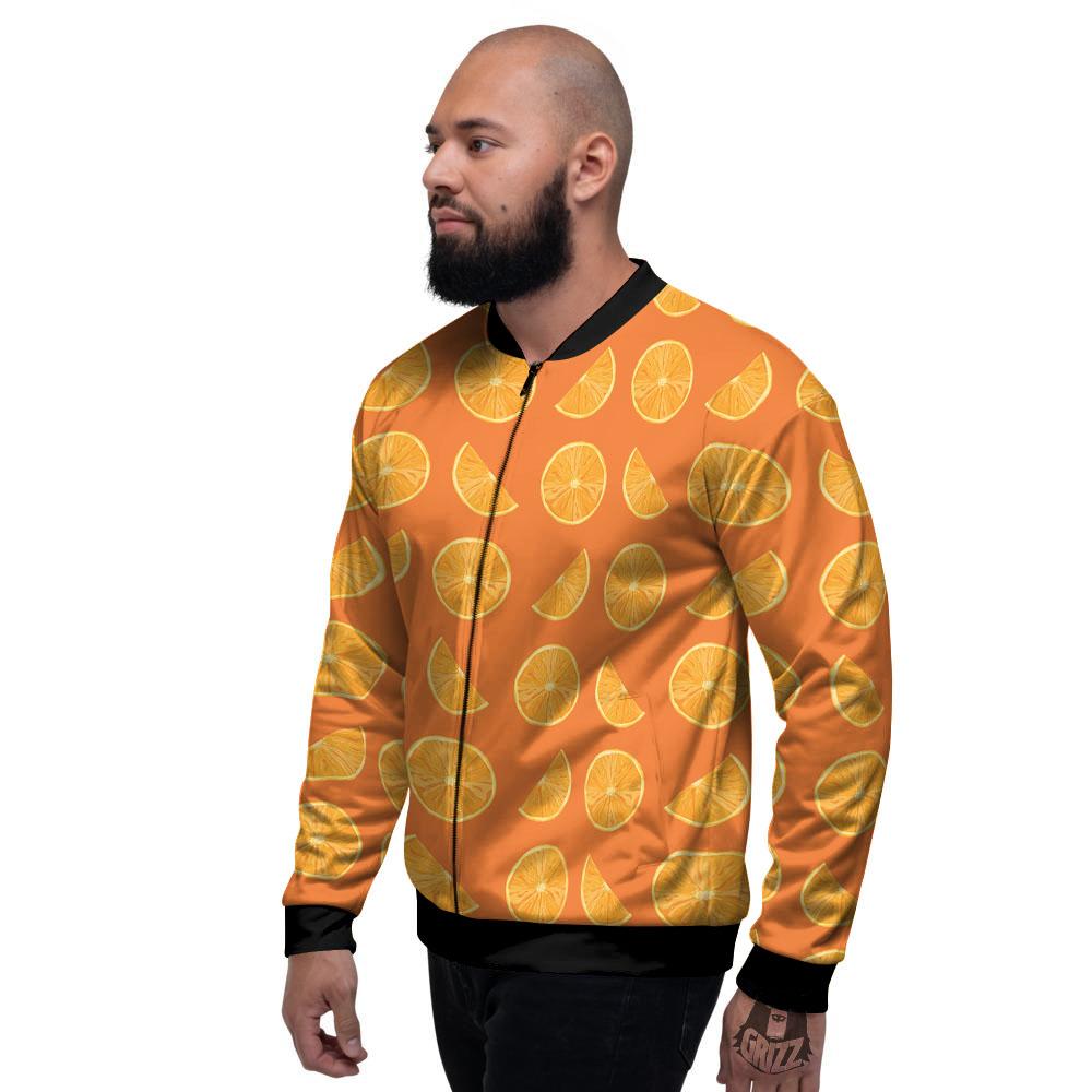 Slices Orange Print Pattern Men's Bomber Jacket-grizzshop