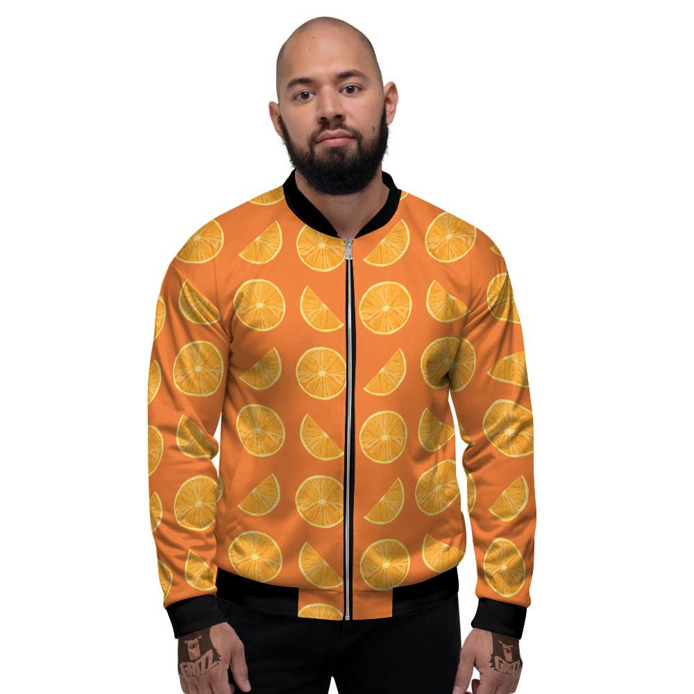 Slices Orange Print Pattern Men's Bomber Jacket-grizzshop