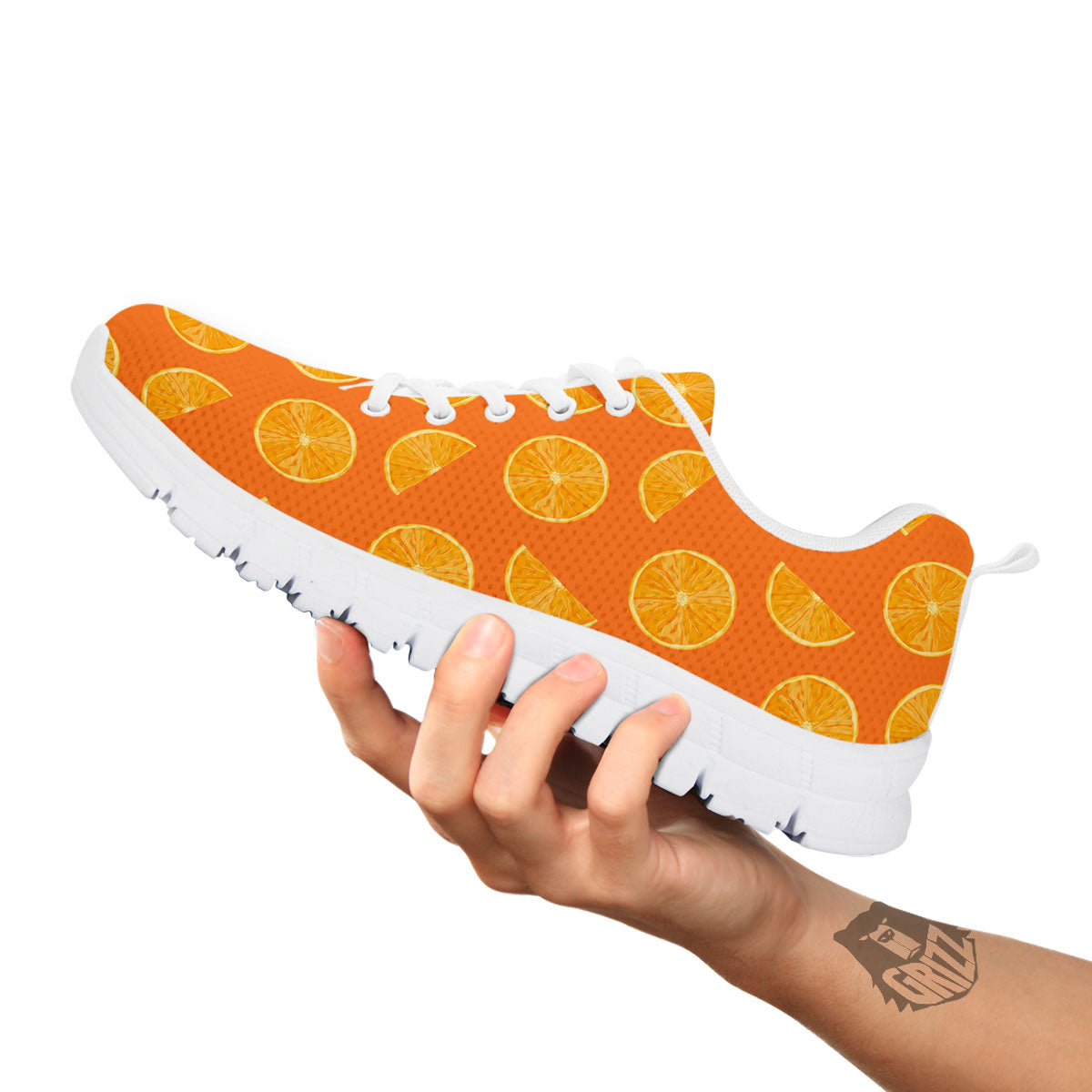Slices Orange Print Pattern White Sneaker-grizzshop