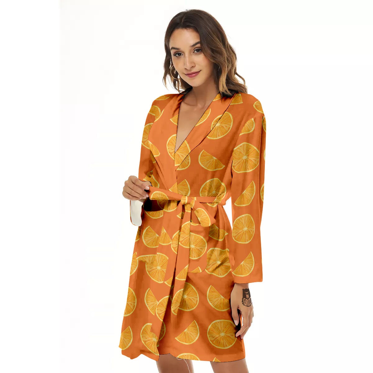Slices Orange Print Pattern Women's Robe-grizzshop