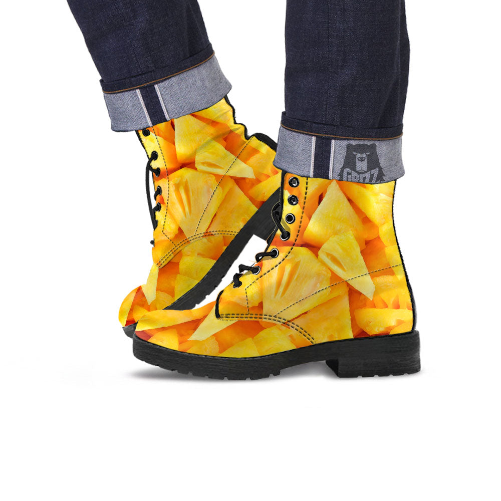 Slices Pineapple Print Leather Boots-grizzshop