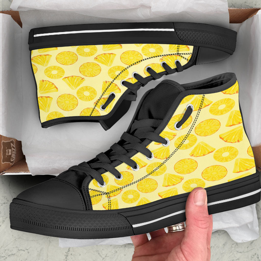 Slices Pineapple Print Pattern High Top Shoes-grizzshop