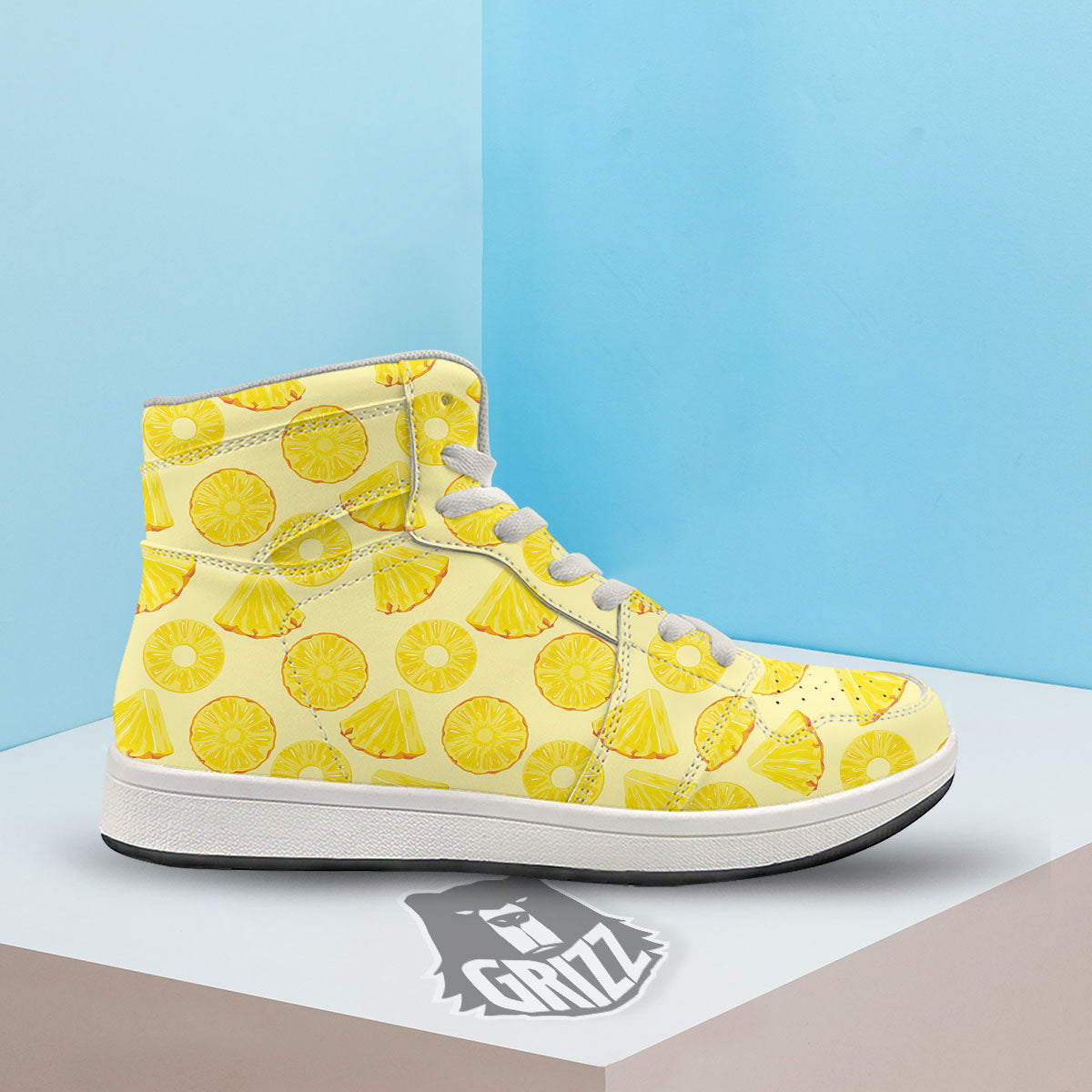 Slices Pineapple Print Pattern High Top Sneakers-grizzshop