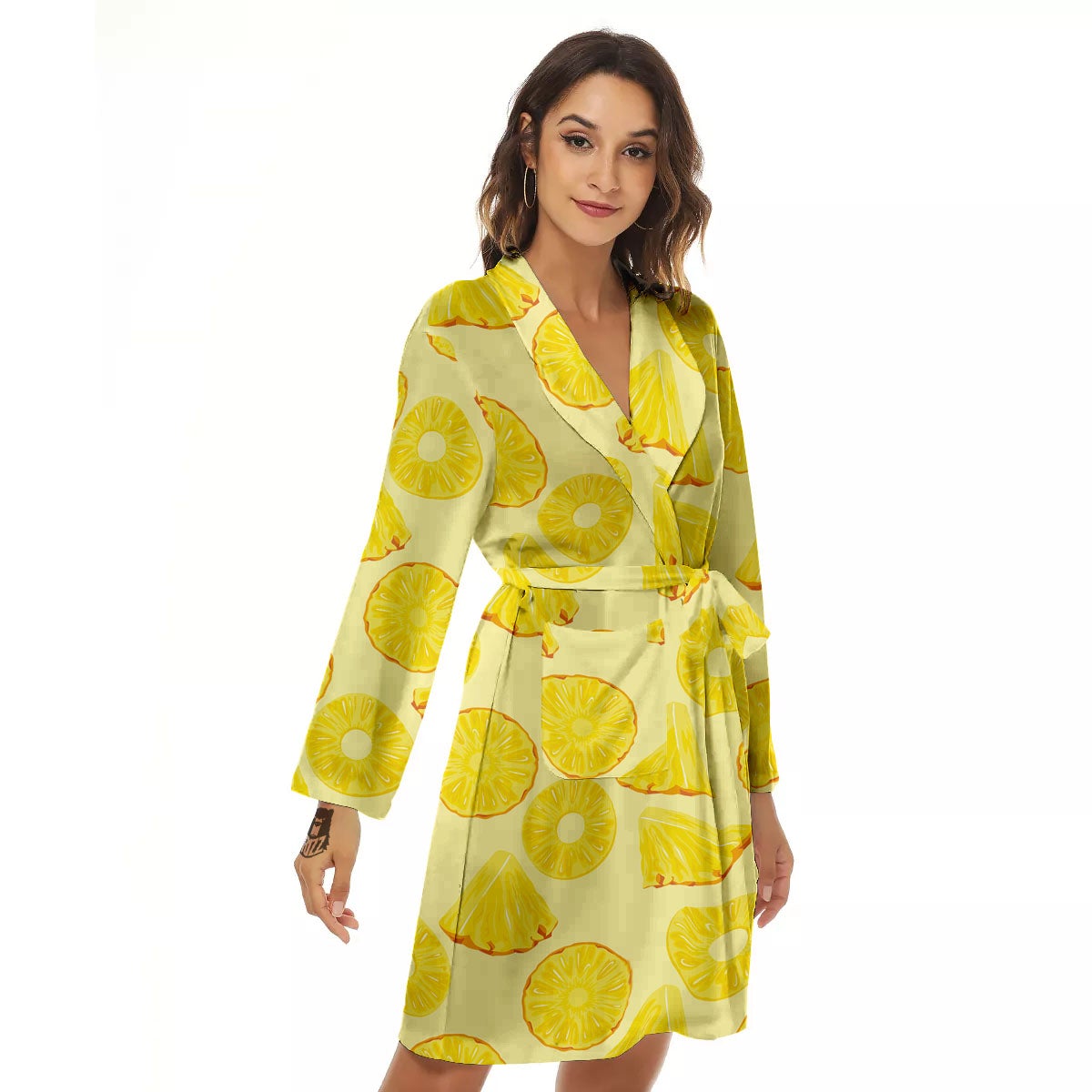 Slices Pineapple Print Pattern Women's Robe-grizzshop