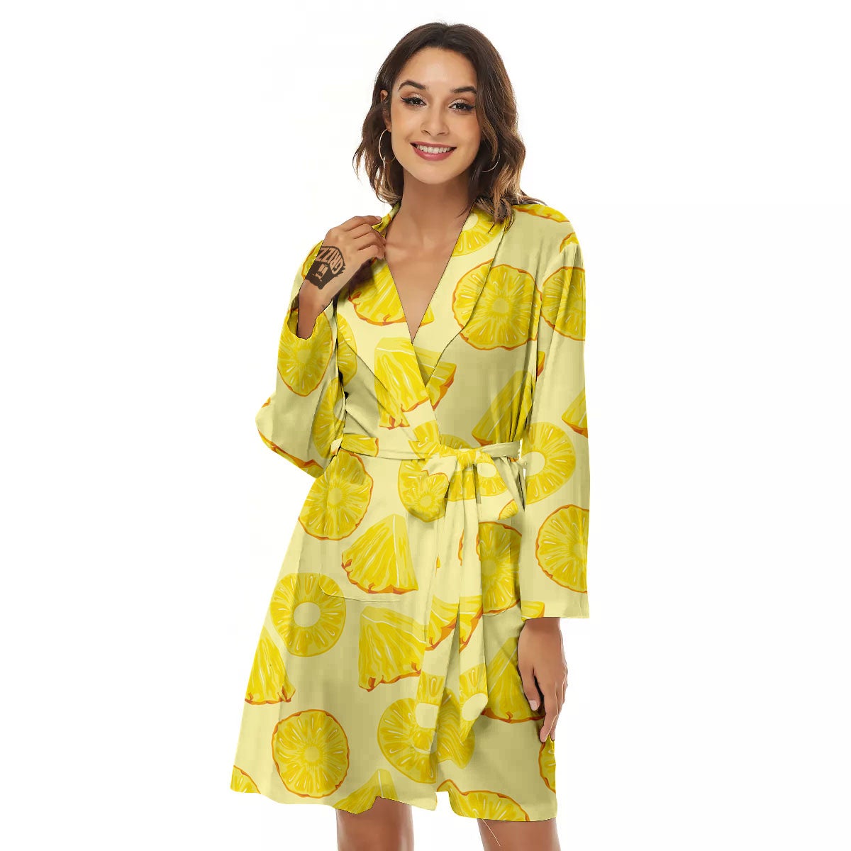 Slices Pineapple Print Pattern Women's Robe-grizzshop