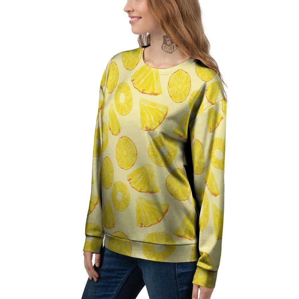 Slices Pineapple Print Pattern Women's Sweatshirt-grizzshop