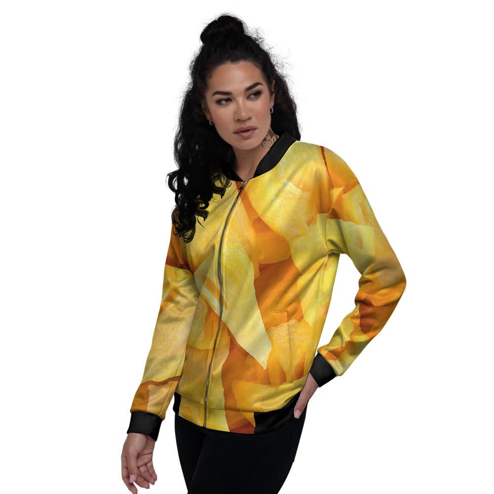 Slices Pineapple Print Women's Bomber Jacket-grizzshop