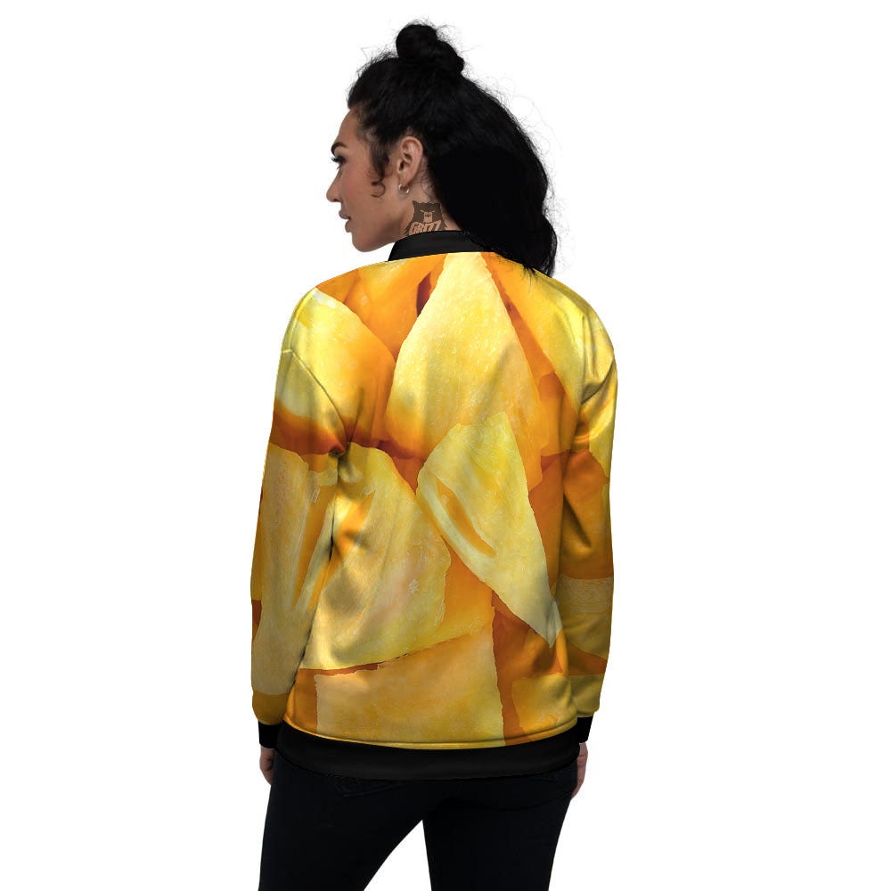 Slices Pineapple Print Women's Bomber Jacket-grizzshop