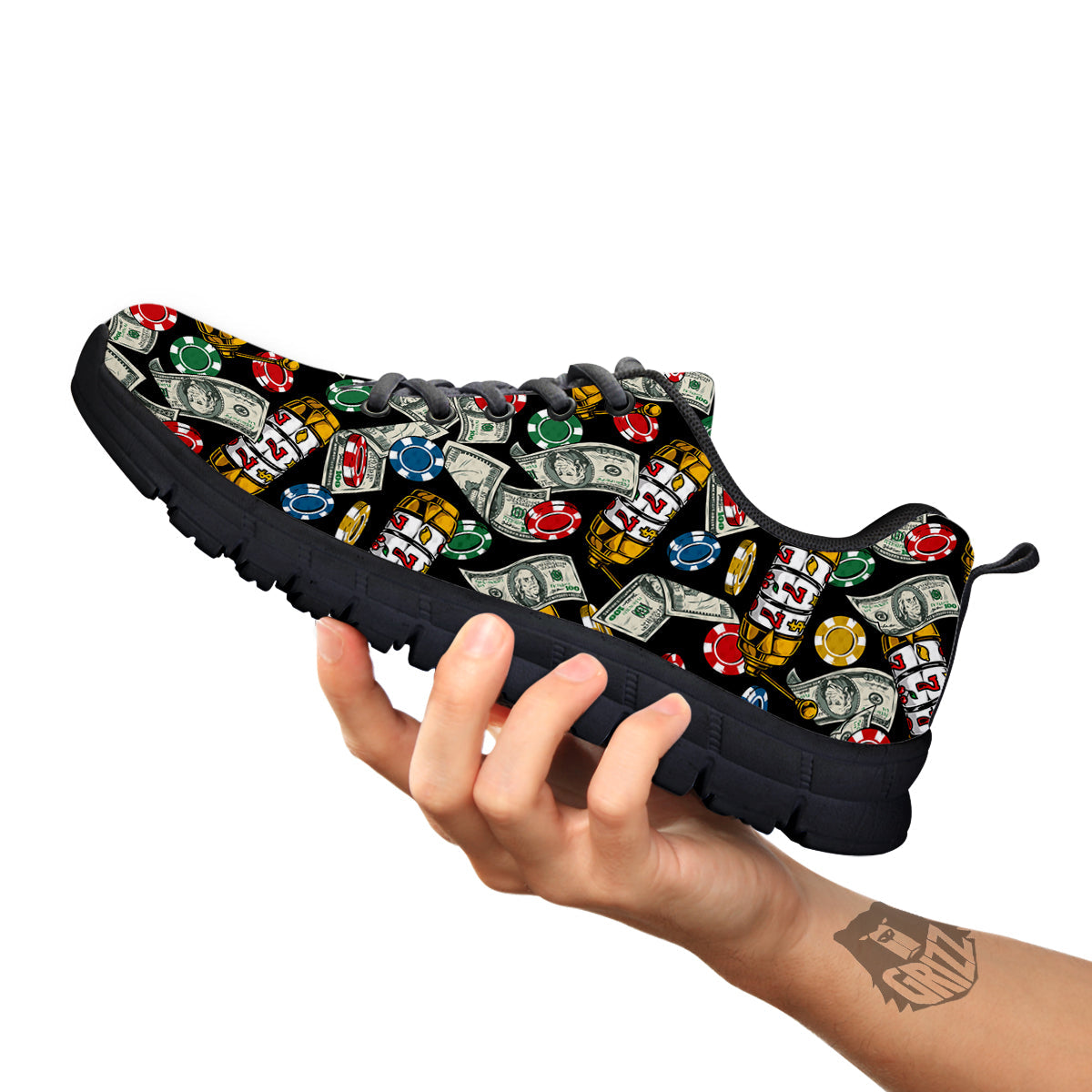 Slot Machines Casino Print Pattern Black Sneaker-grizzshop