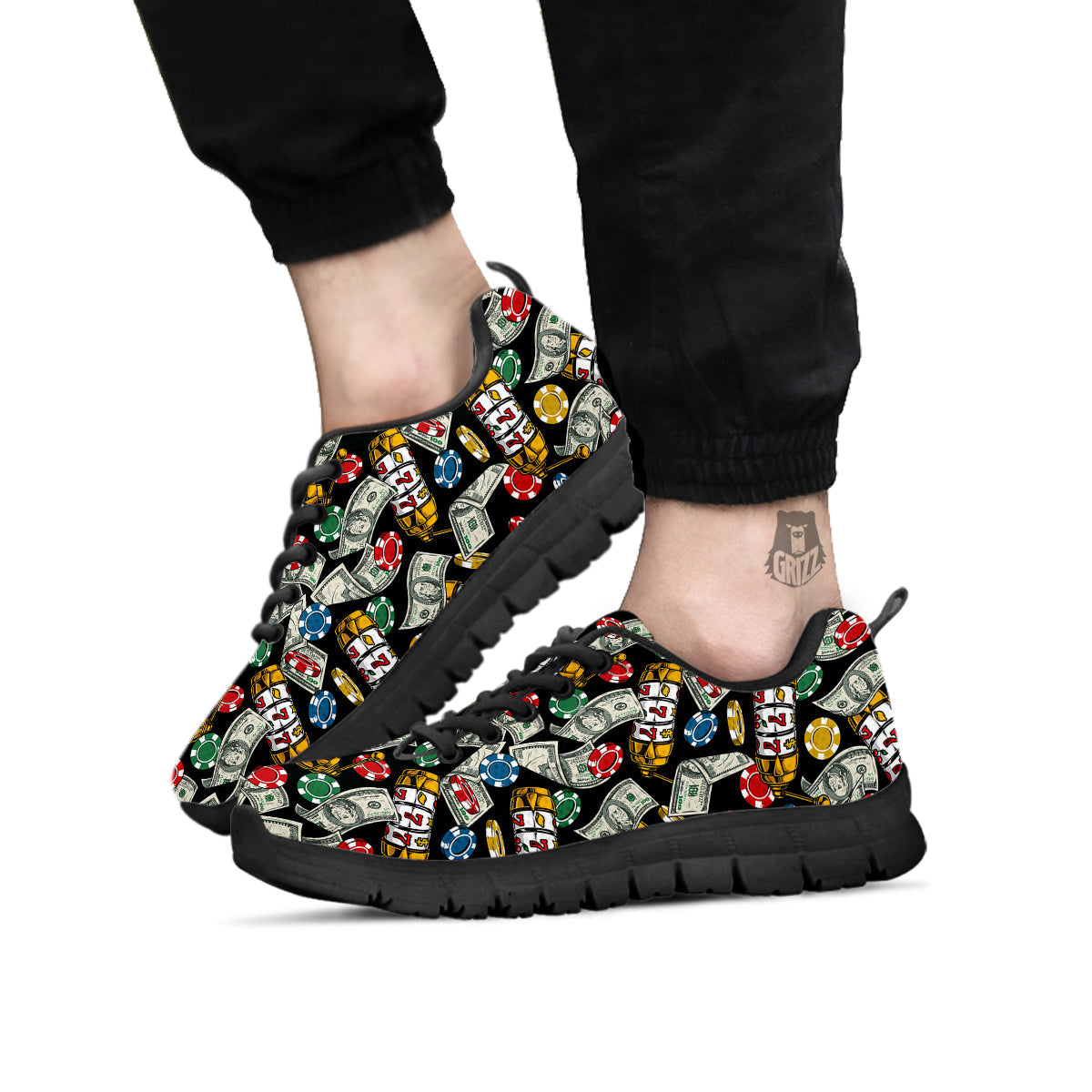 Slot Machines Casino Print Pattern Black Sneaker-grizzshop