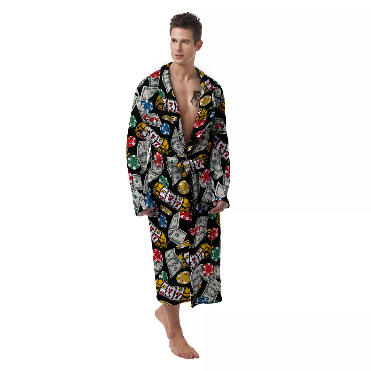 Slot Machines Casino Print Pattern Men's Robe-grizzshop