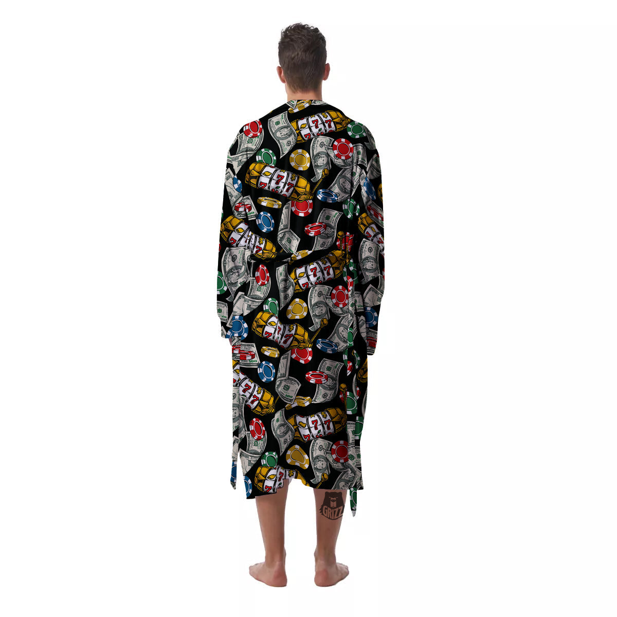 Slot Machines Casino Print Pattern Men's Robe-grizzshop