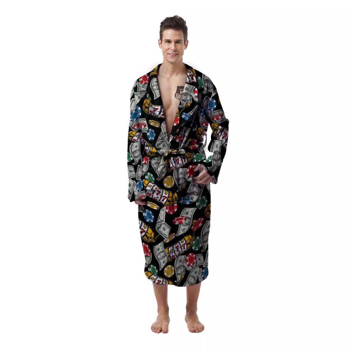 Slot Machines Casino Print Pattern Men's Robe-grizzshop