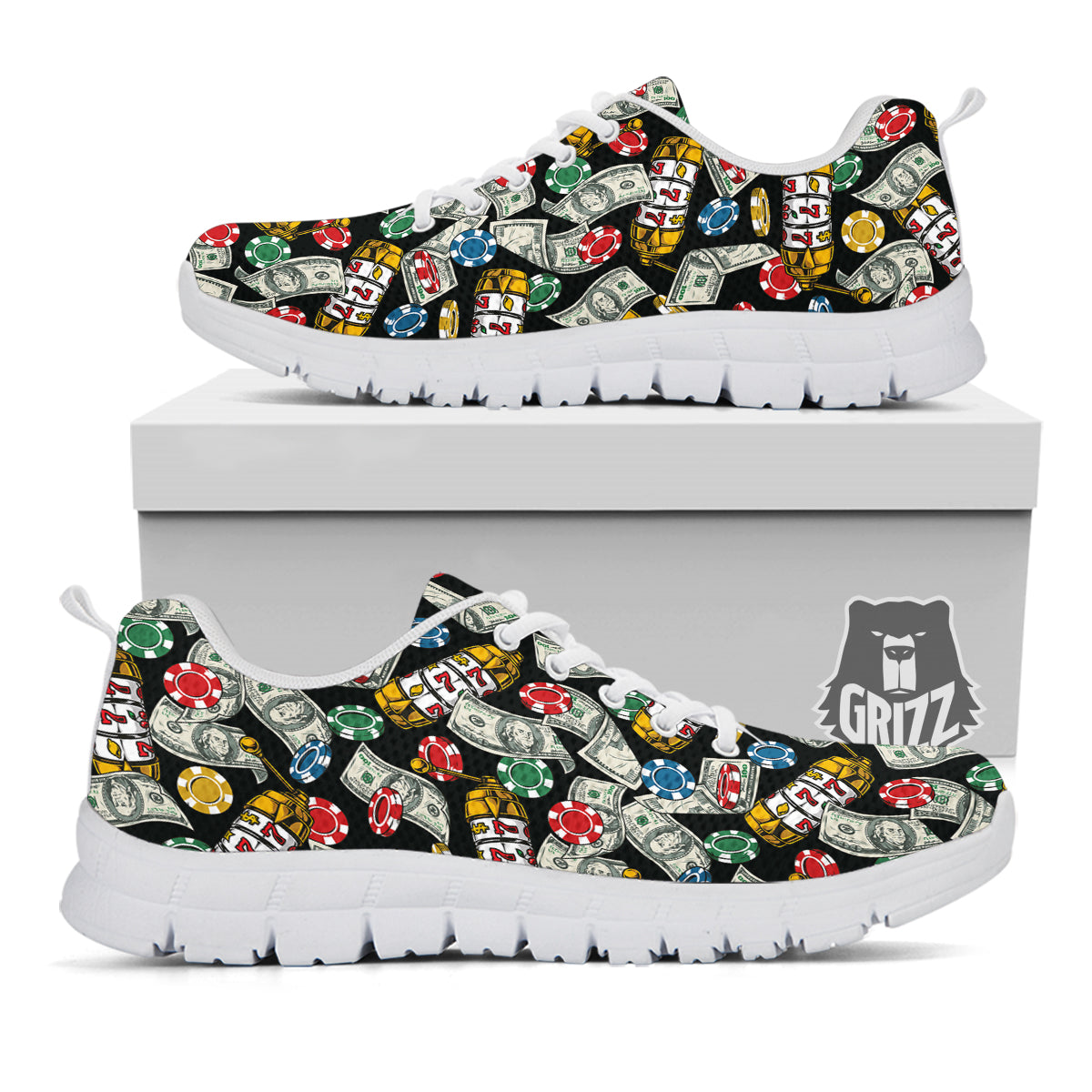 Slot Machines Casino Print Pattern White Sneaker-grizzshop