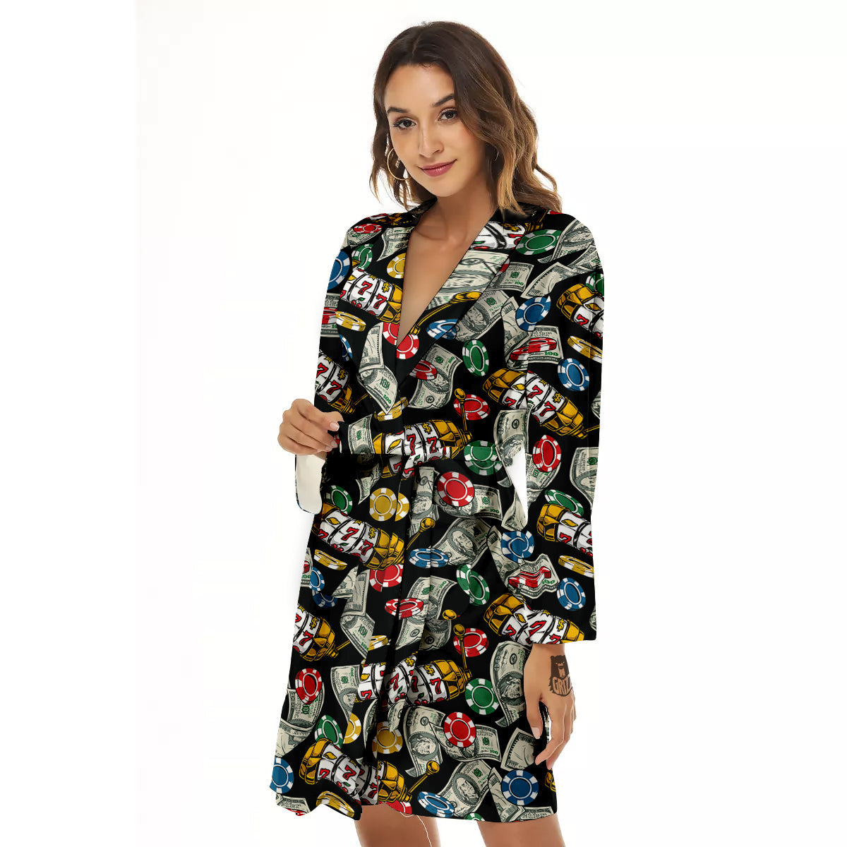 Slot Machines Casino Print Pattern Women's Robe-grizzshop