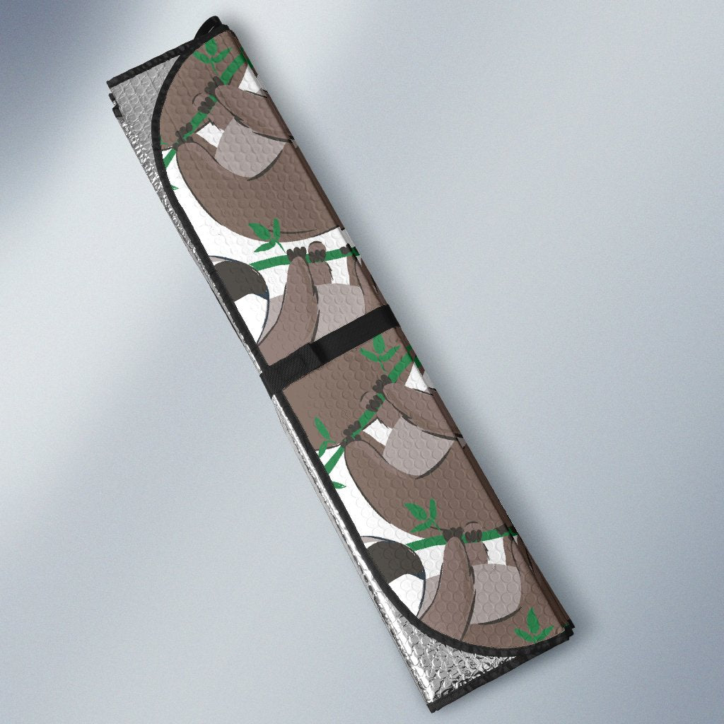 Sloth Bamboo Pattern Print Car Sun Shade-grizzshop