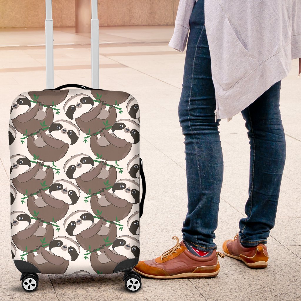 Sloth Bamboo Pattern Print Luggage Cover Protector-grizzshop