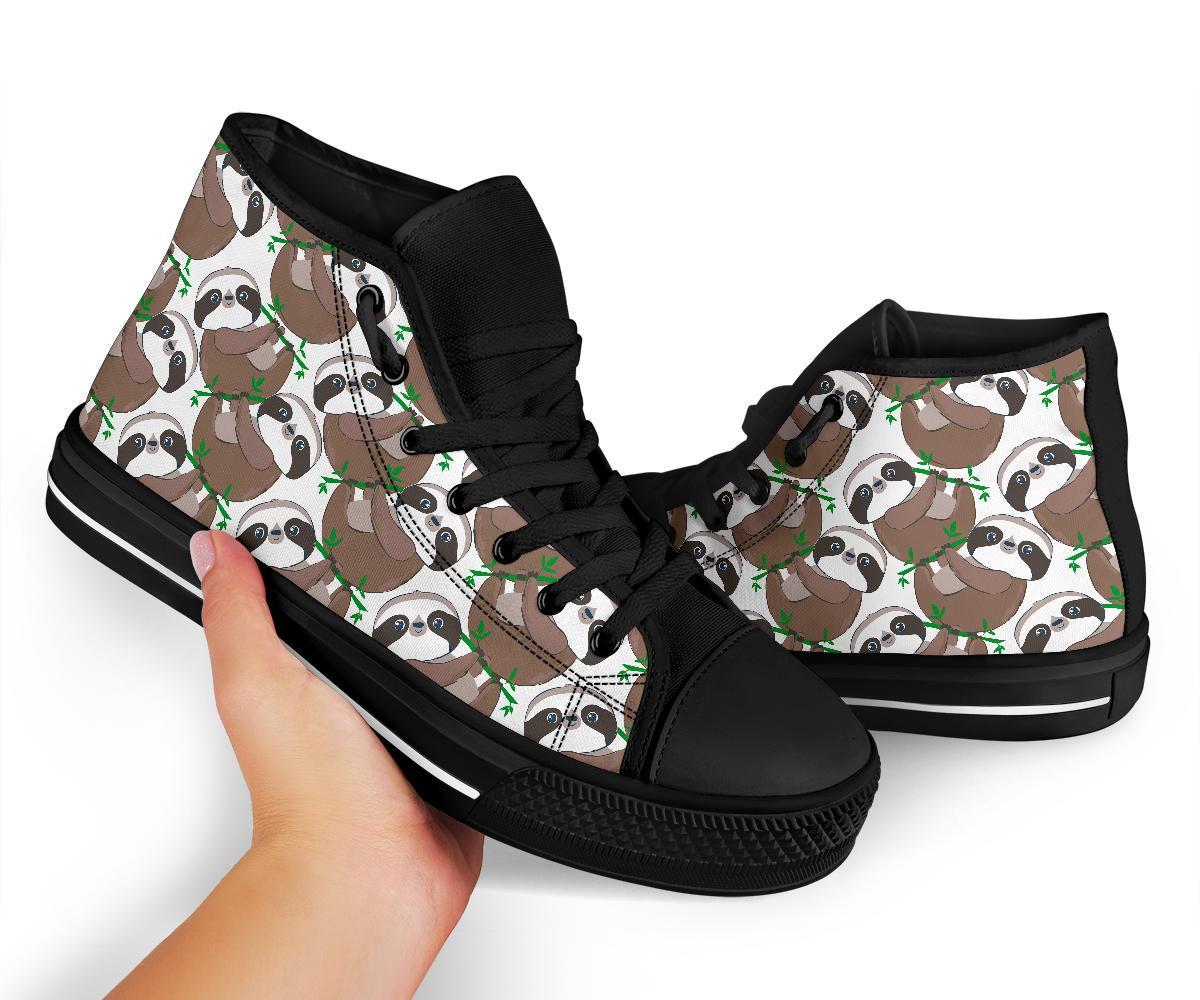 Sloth Bamboo Pattern Print Men Women's High Top Shoes-grizzshop