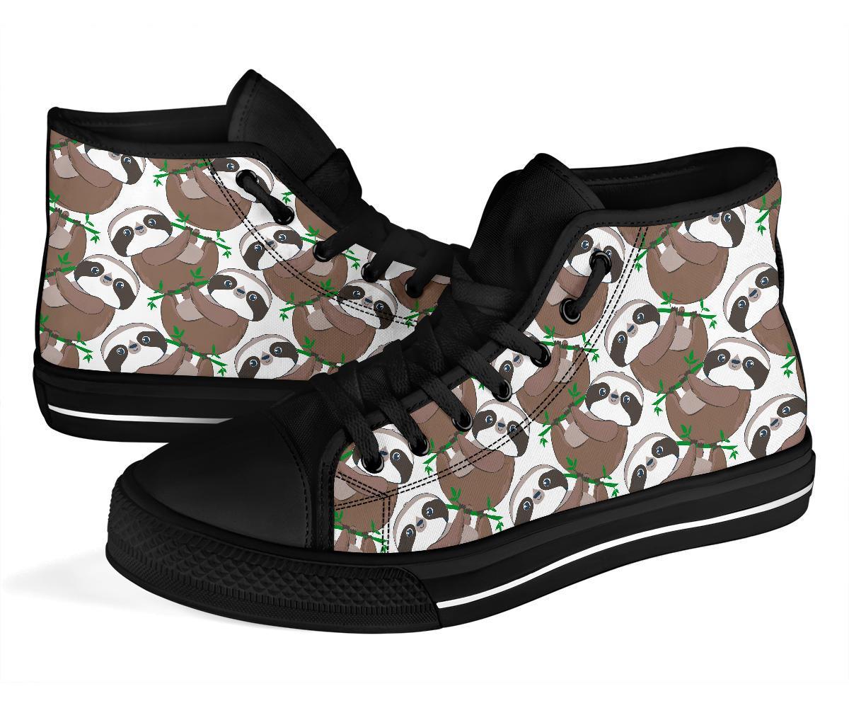 Sloth Bamboo Pattern Print Men Women's High Top Shoes-grizzshop