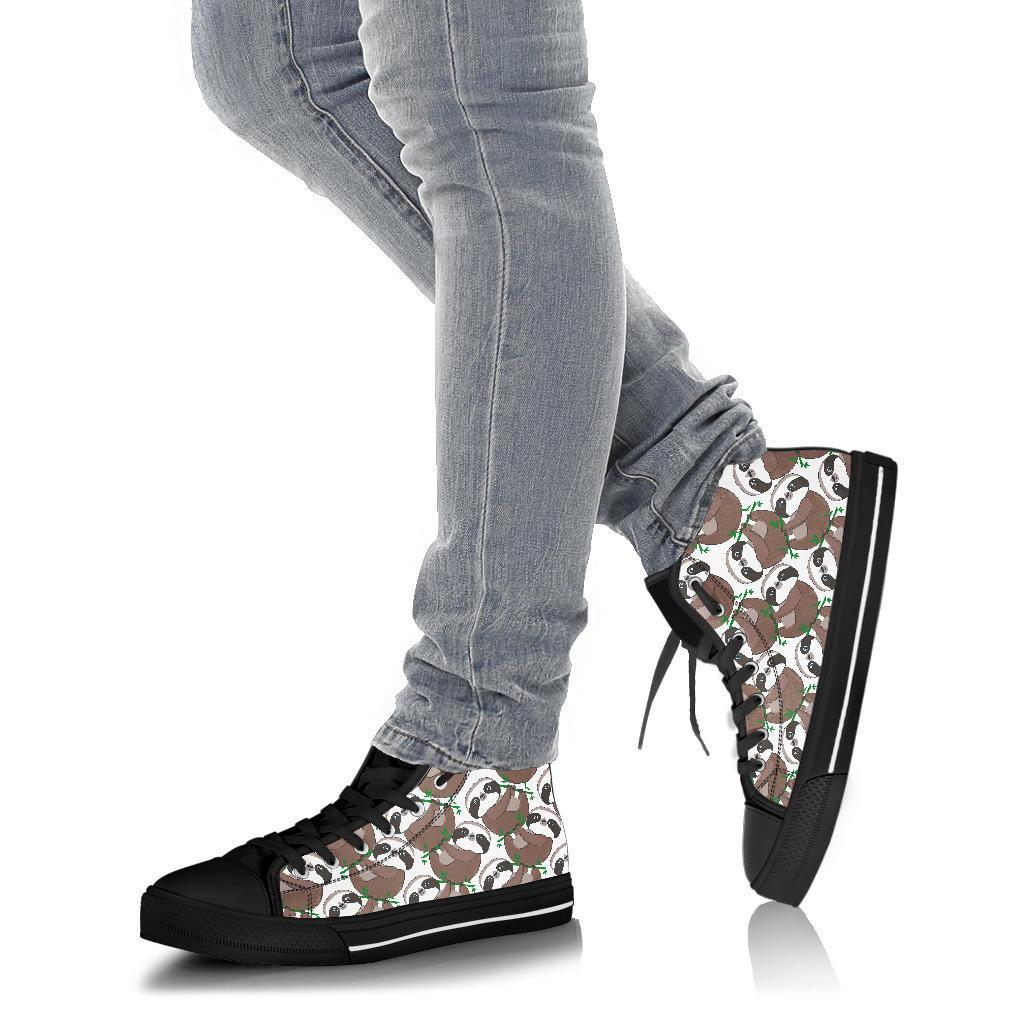 Sloth Bamboo Pattern Print Men Women's High Top Shoes-grizzshop